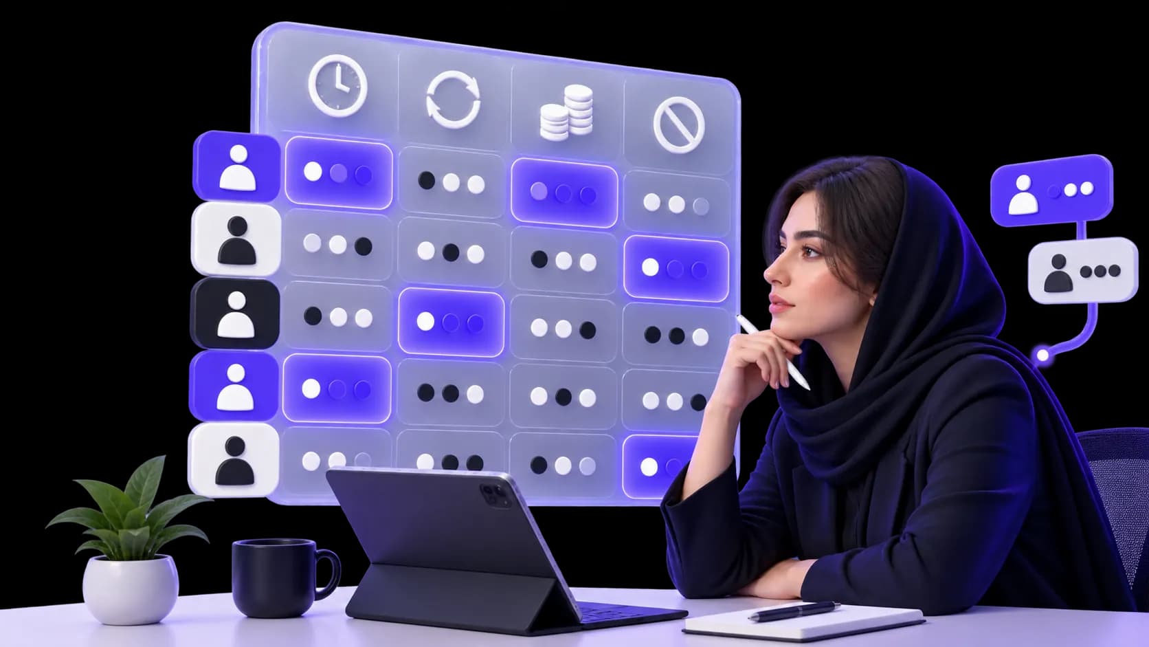 تحلیلگر در حال بررسی ماتریس بخشبندی رفتاری مشتریان