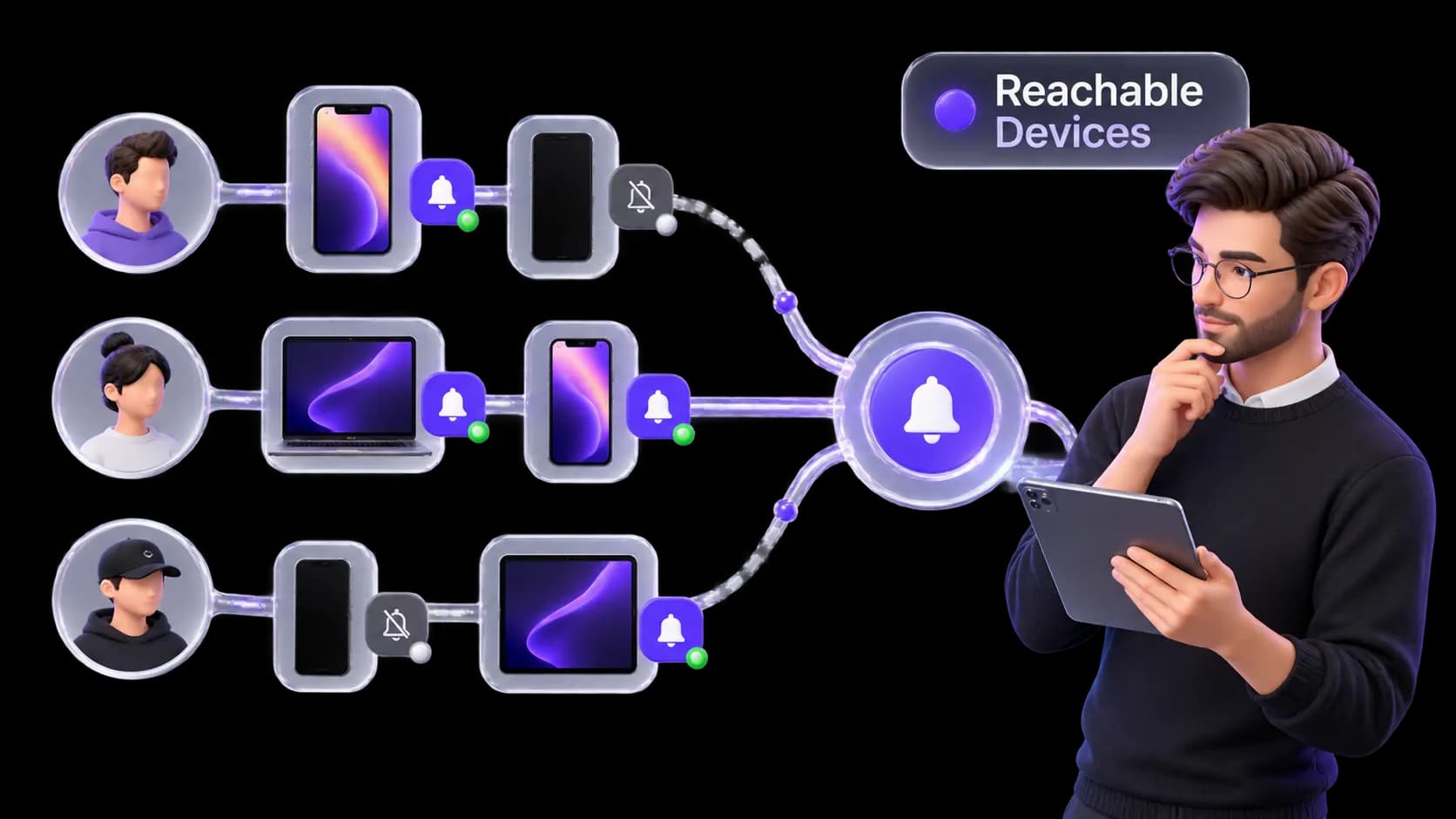 A lifecycle marketer reviewing notification delivery across devices
